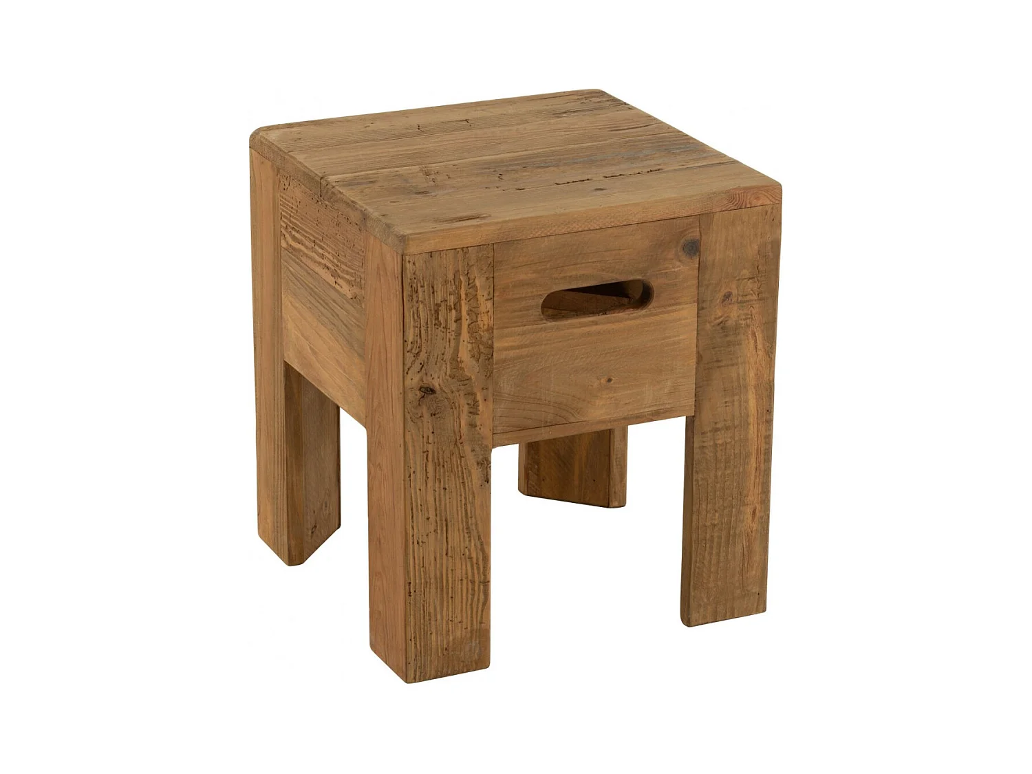 Tabourets en bois massif carrés (lot de 2) - TERRA