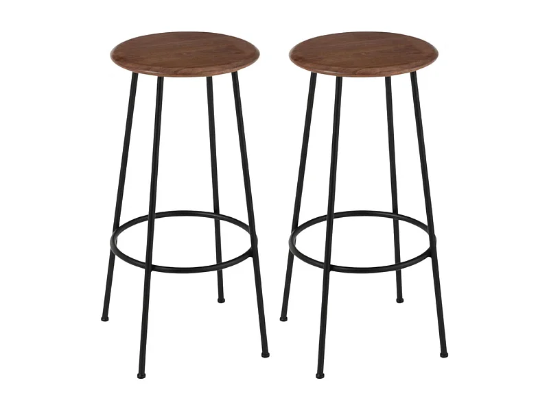 Tabourets de bar en bois et métal style industriel (lot de 2) - VARNY