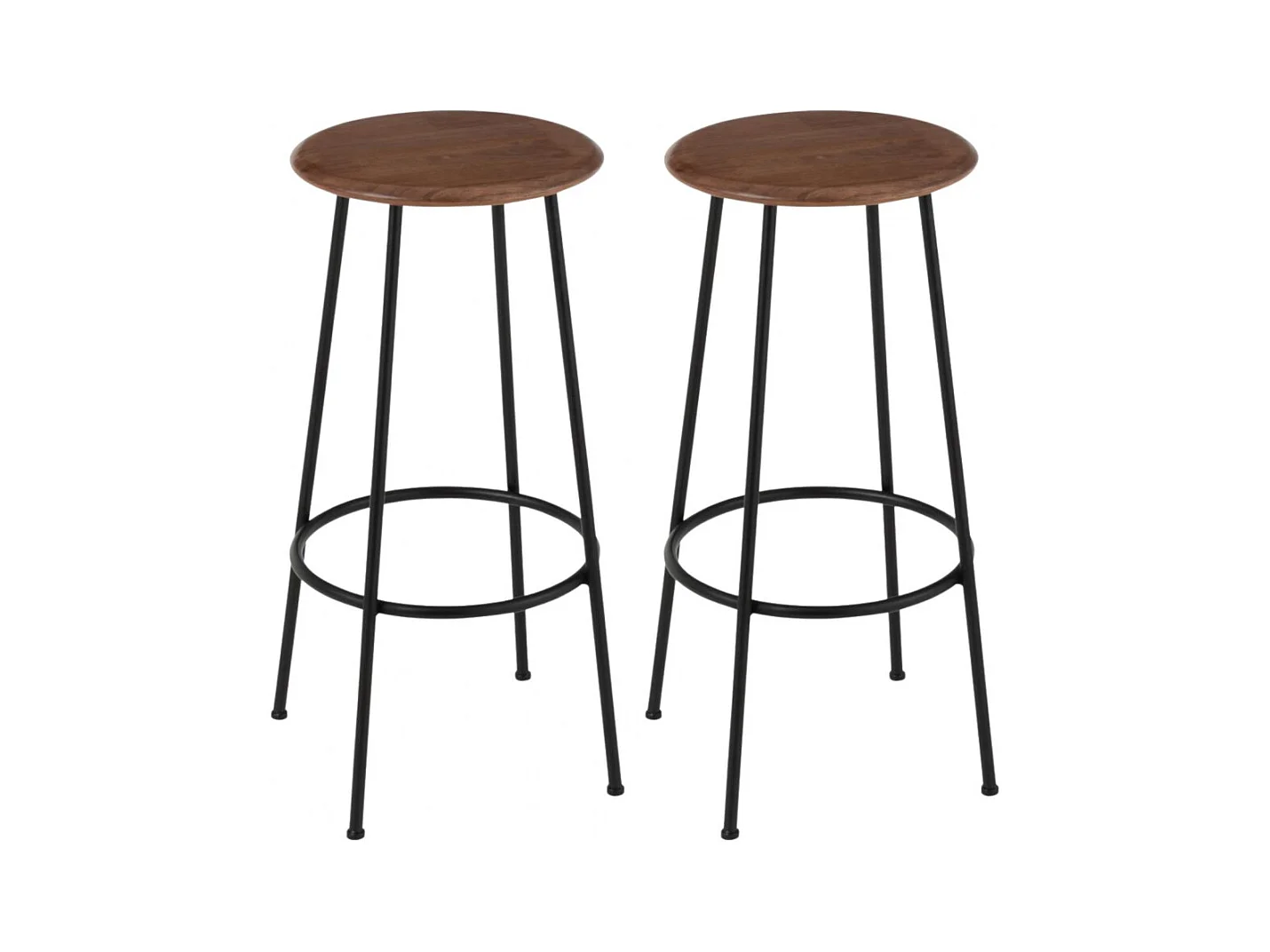 Tabourets de bar en bois et métal style industriel (lot de 2) - VARNY