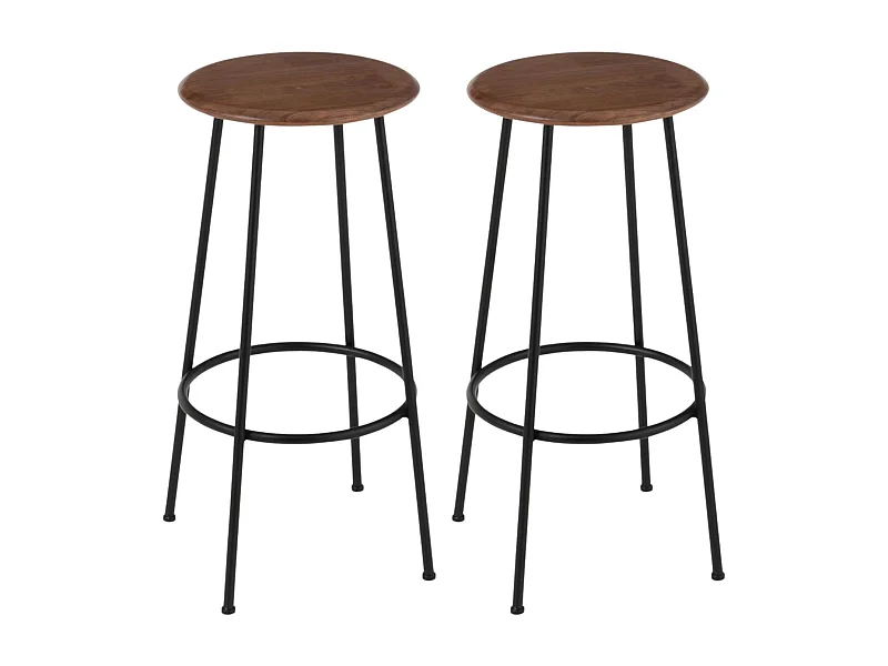 Tabourets de bar en bois et métal style industriel (lot de 2) - VARNY