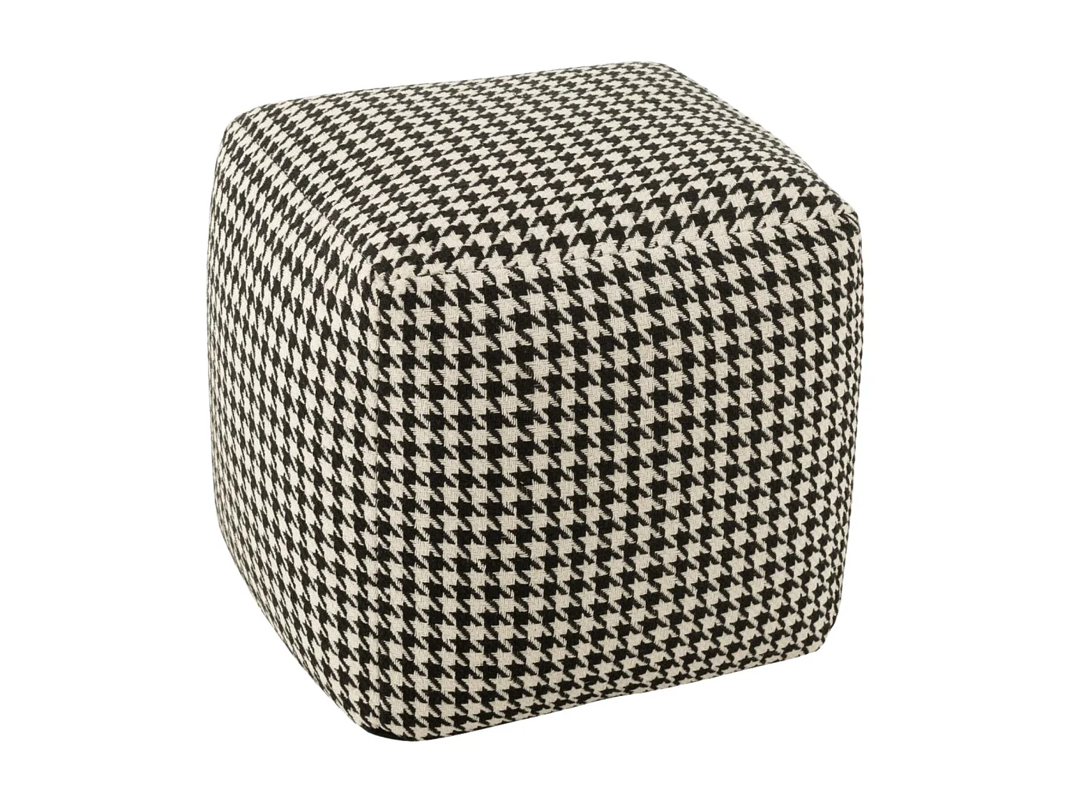 Poufs carrés en tissu pied-de-poule noir et blanc (lot de 2) - POULEA