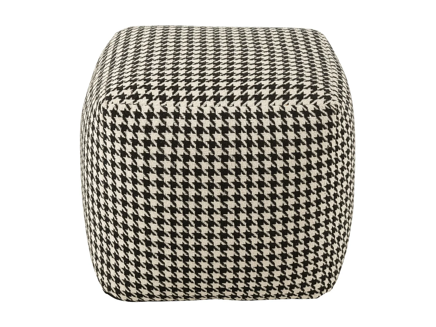 Poufs carrés en tissu pied-de-poule noir et blanc (lot de 2) - POULEA