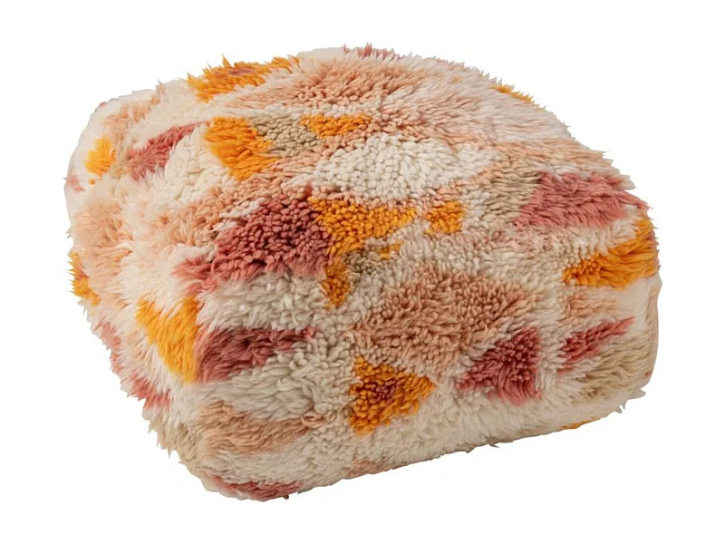 Pouf carré ethnique en laine multicolore - PATCHA