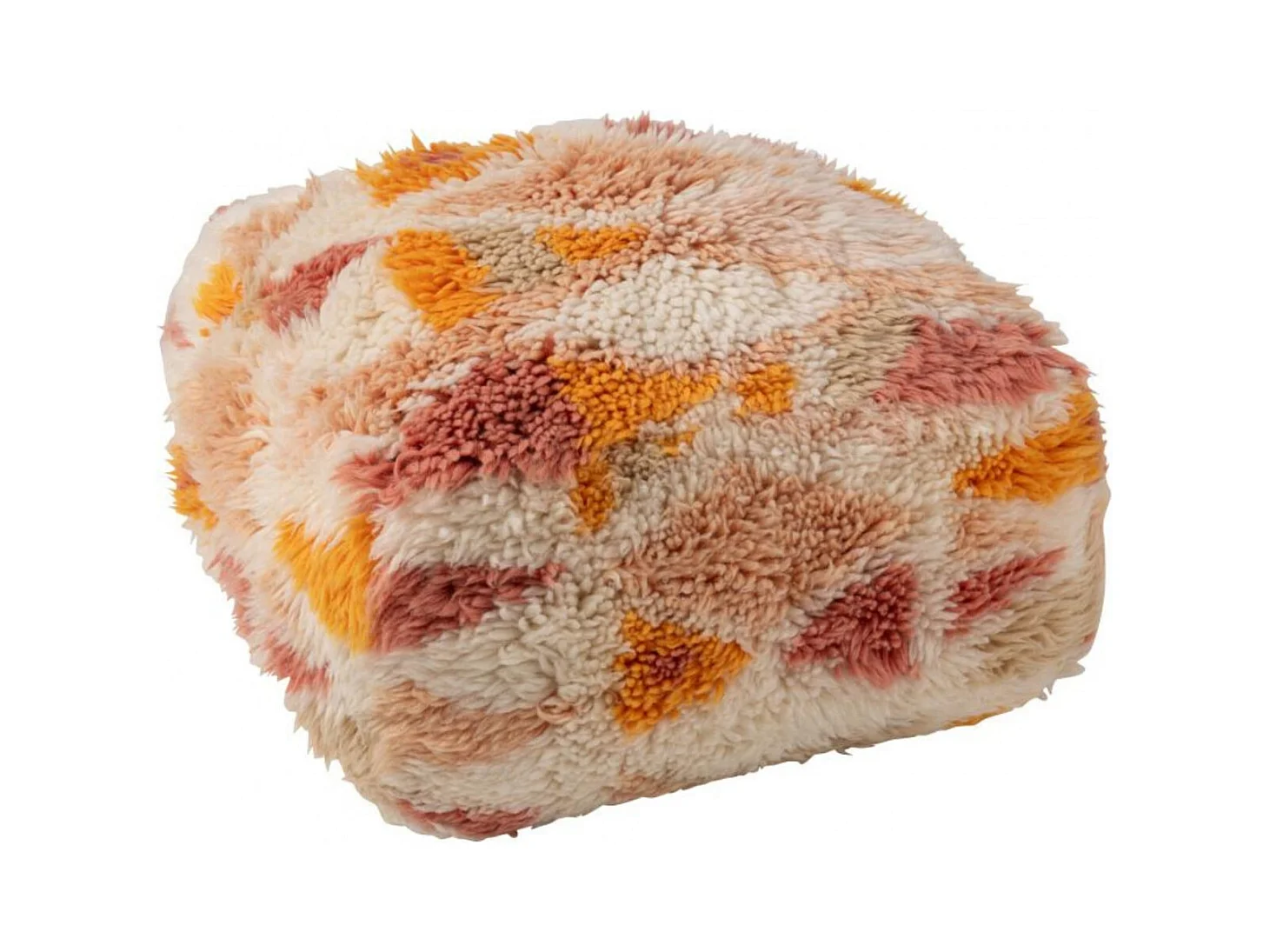Pouf carré ethnique en laine multicolore - PATCHA