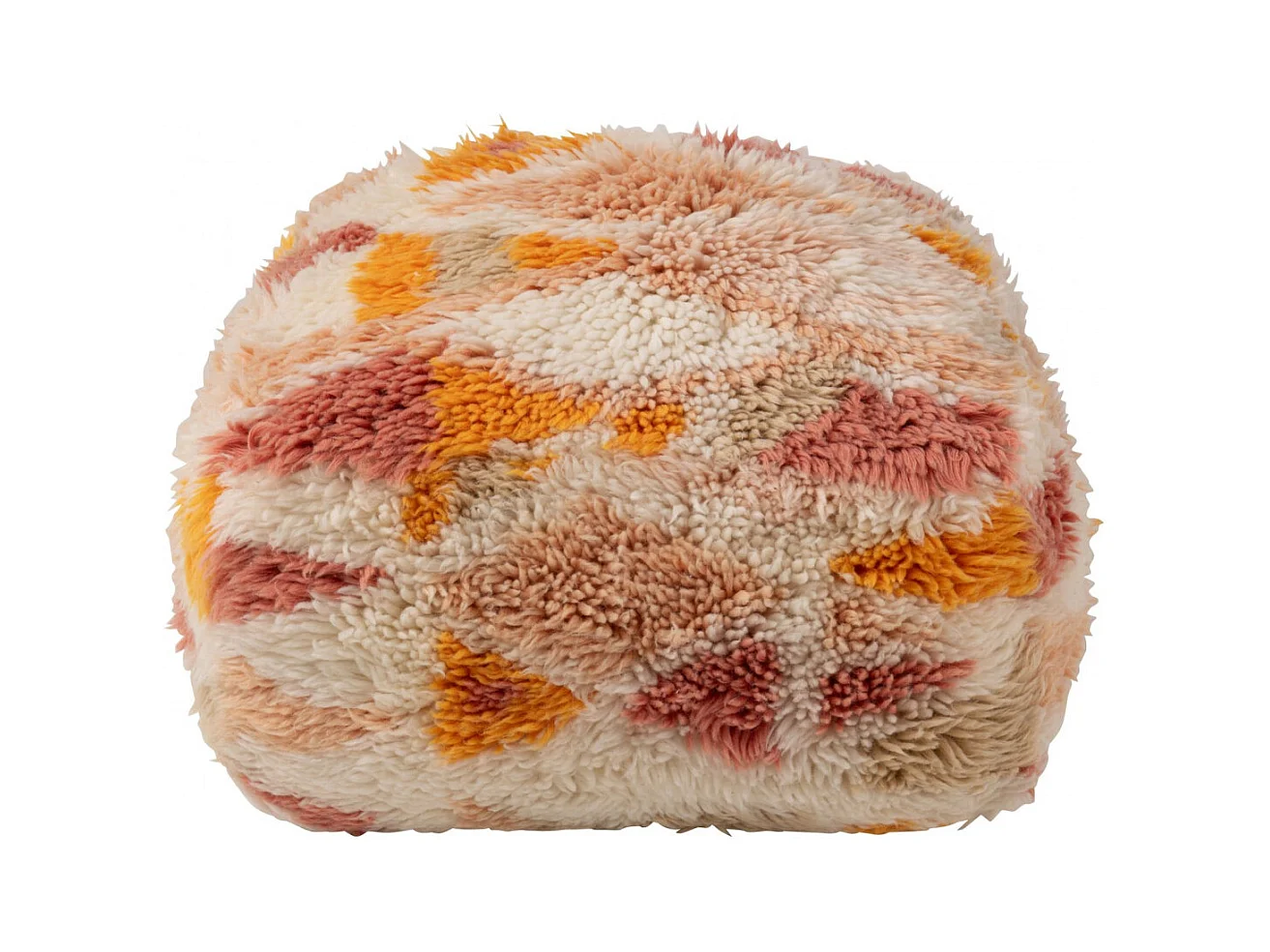 Pouf carré ethnique en laine multicolore - PATCHA
