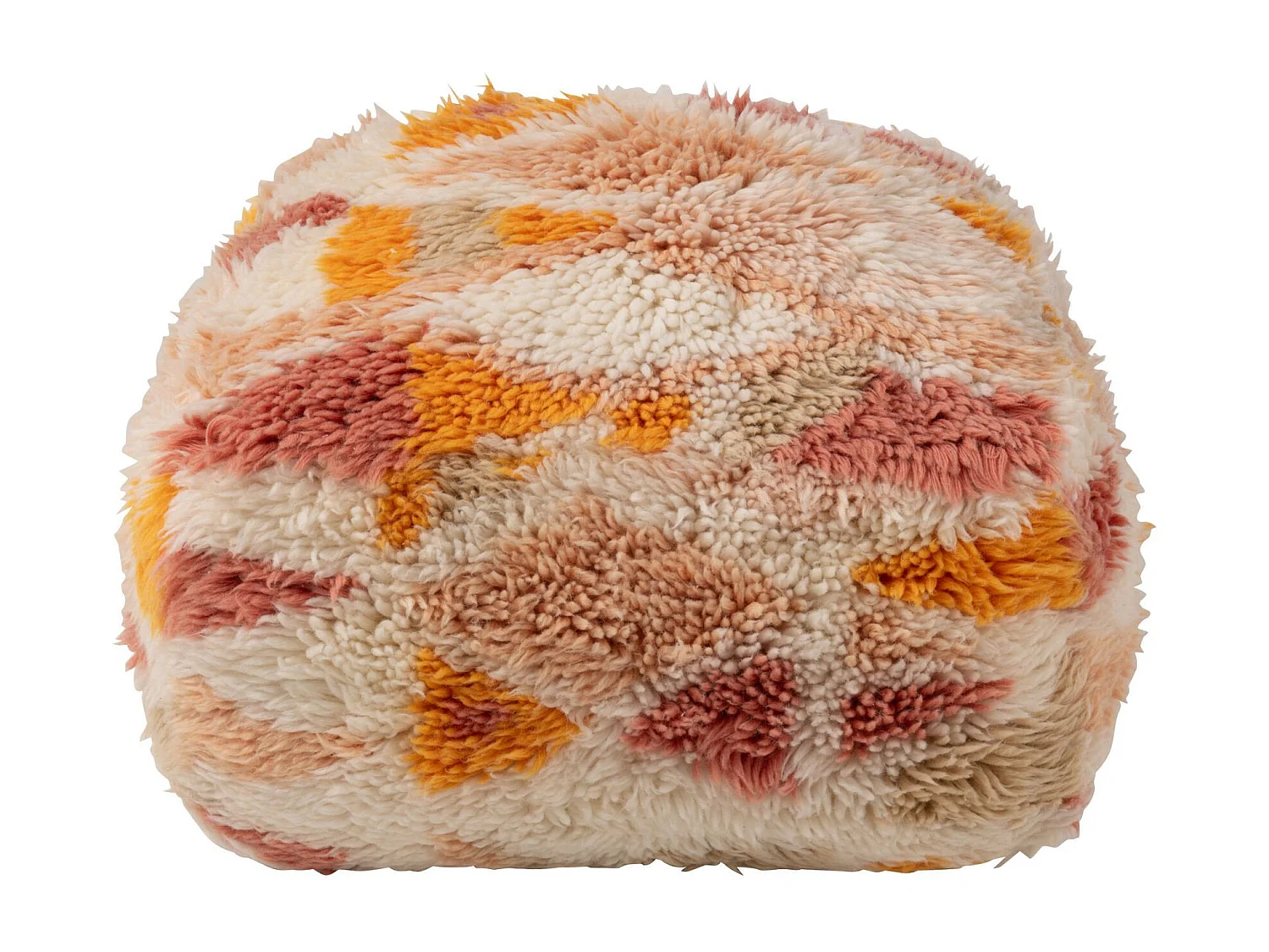 Pouf carré ethnique en laine multicolore - PATCHA