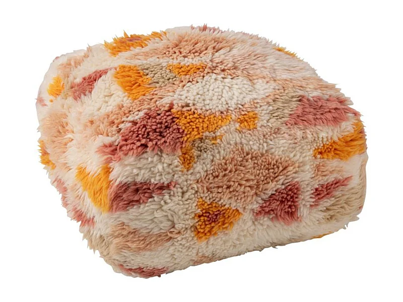 Pouf carré ethnique en laine multicolore - PATCHA
