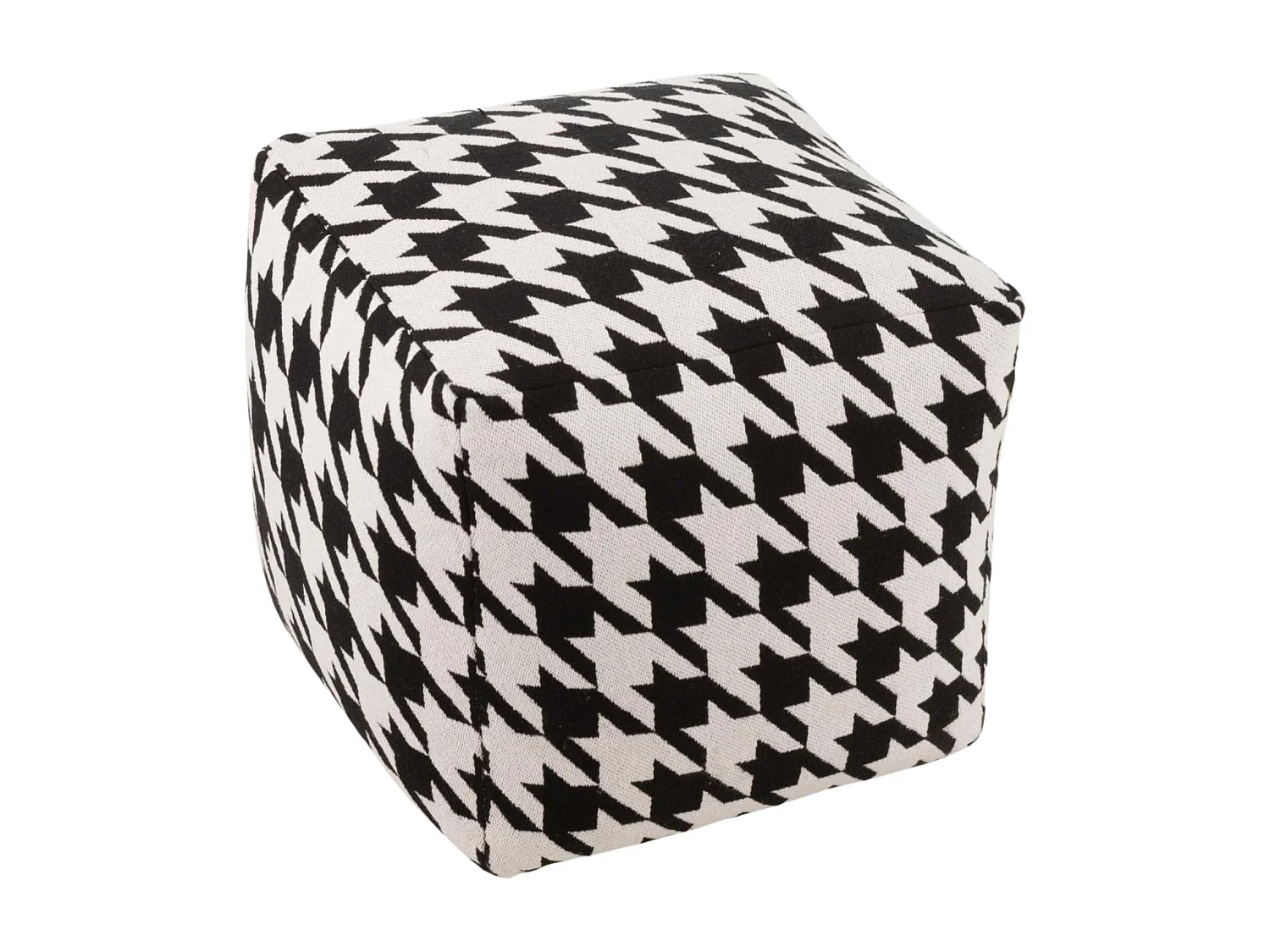 Poufs carrés pied-de-poule large noir et blanc (lot de 2) - POULEA