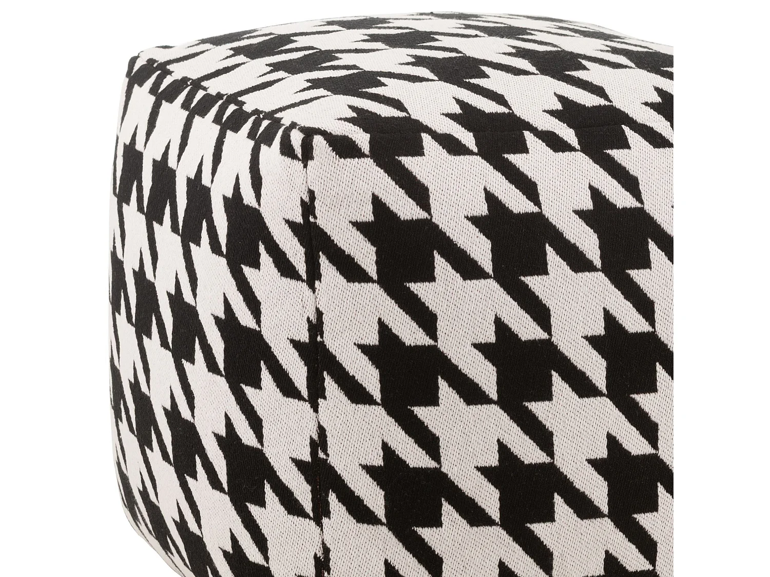 Poufs carrés pied-de-poule large noir et blanc (lot de 2) - POULEA
