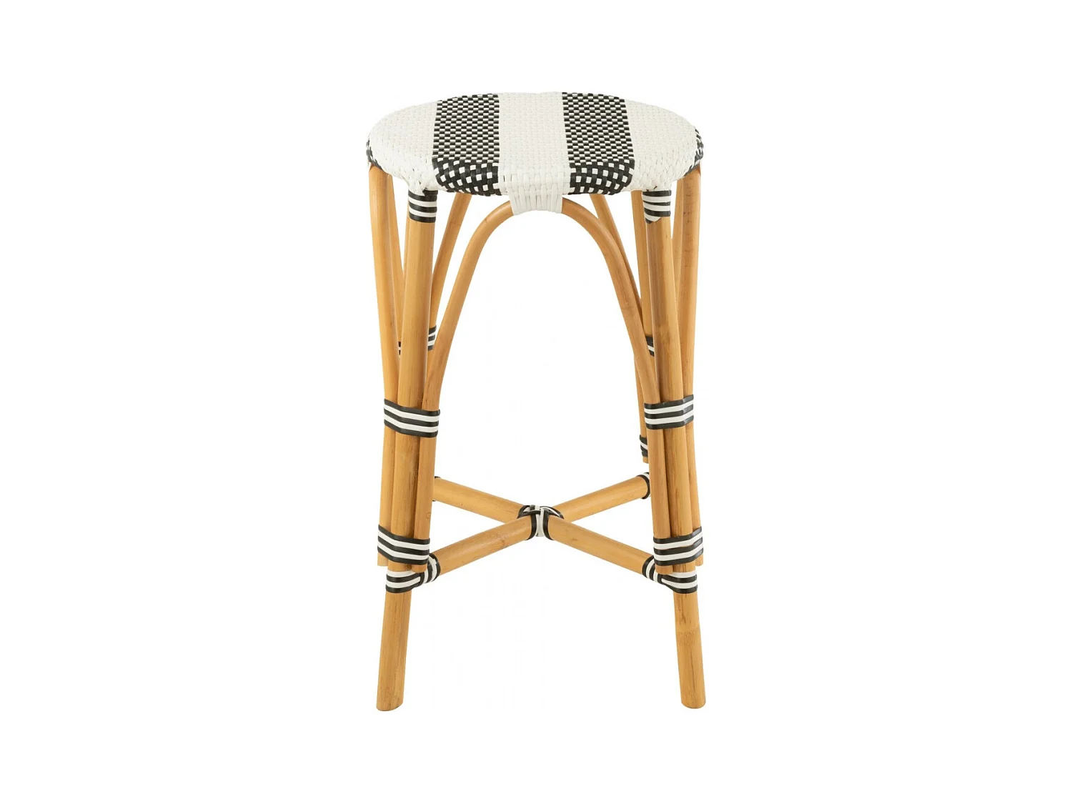 Tabourets de bar parisiens assise tressée rayures (lot de 2) - MONTMARTRE