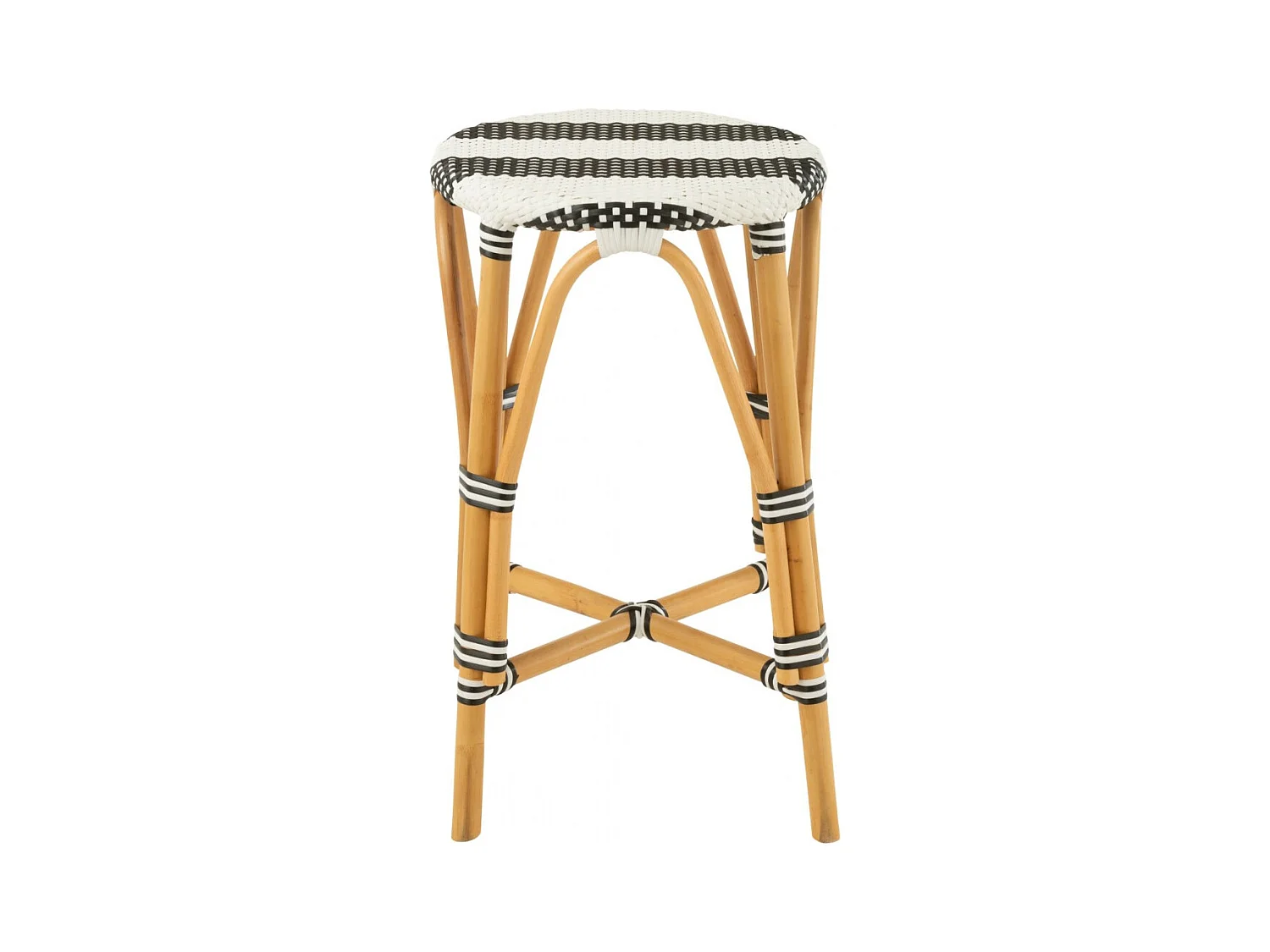 Tabourets de bar parisiens assise tressée rayures (lot de 2) - MONTMARTRE