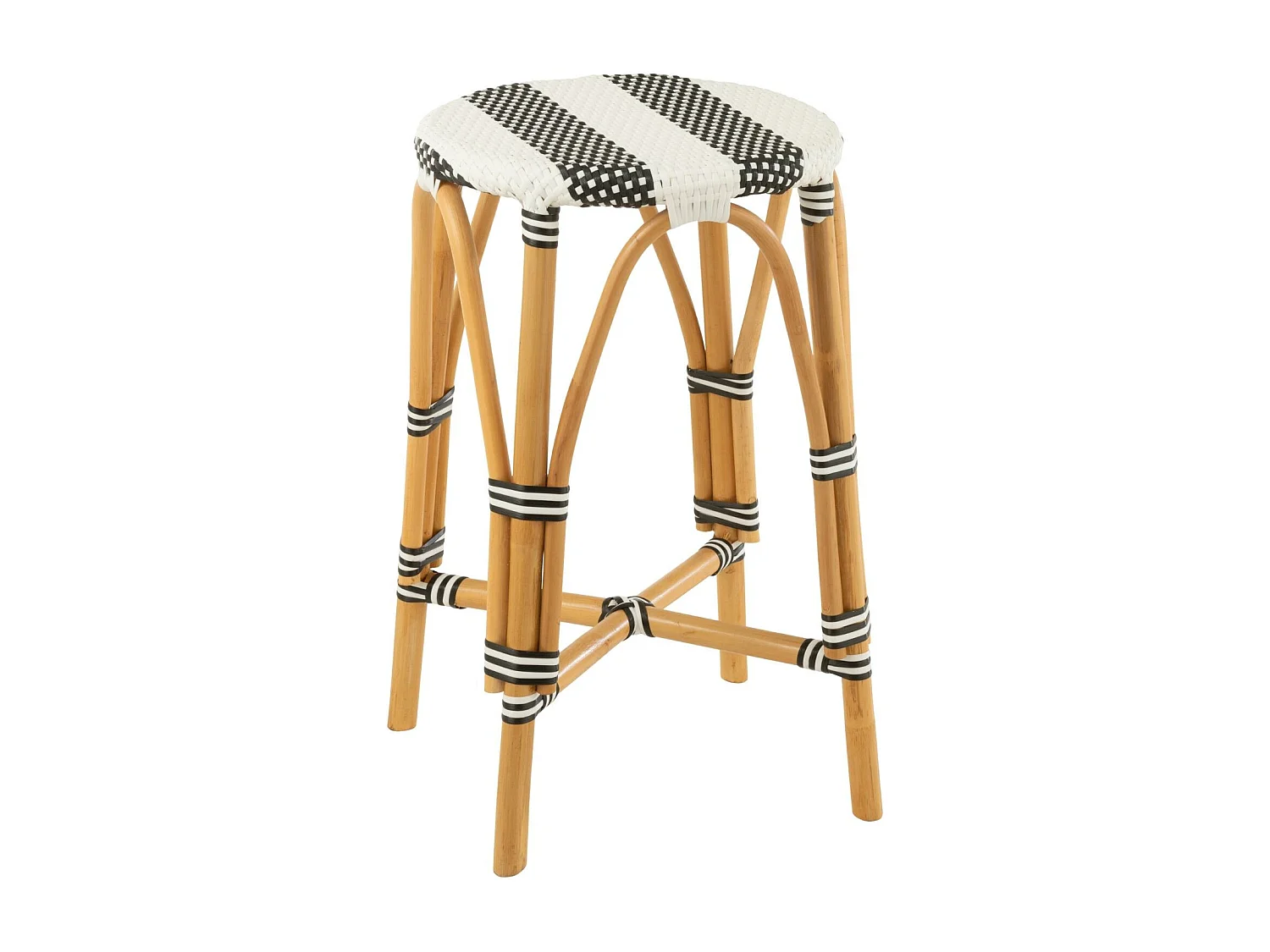 Tabourets de bar parisiens assise tressée rayures (lot de 2) - MONTMARTRE