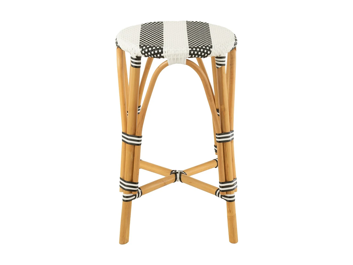 Tabourets de bar parisiens assise tressée rayures (lot de 2) - MONTMARTRE