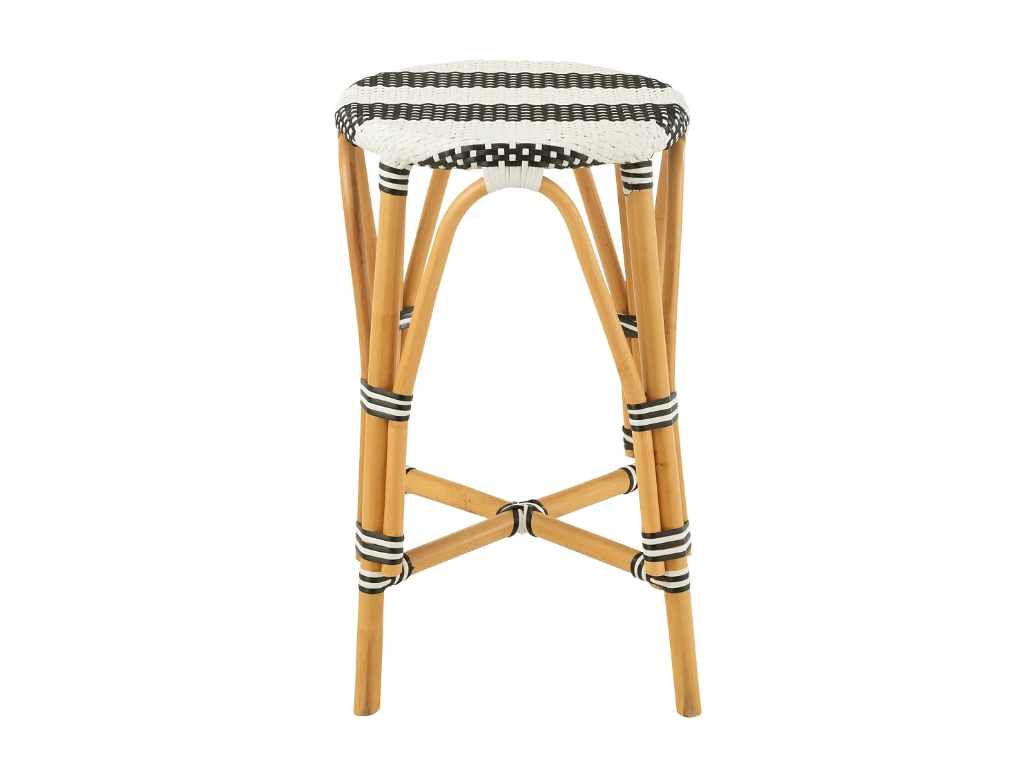 Tabourets de bar parisiens assise tressée rayures (lot de 2) - MONTMARTRE
