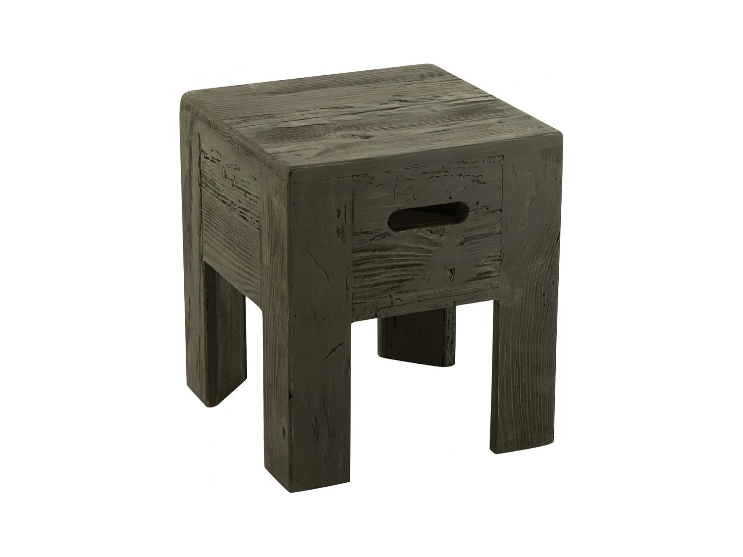 Tabourets en bois massif carrés (lot de 2) - TERRA