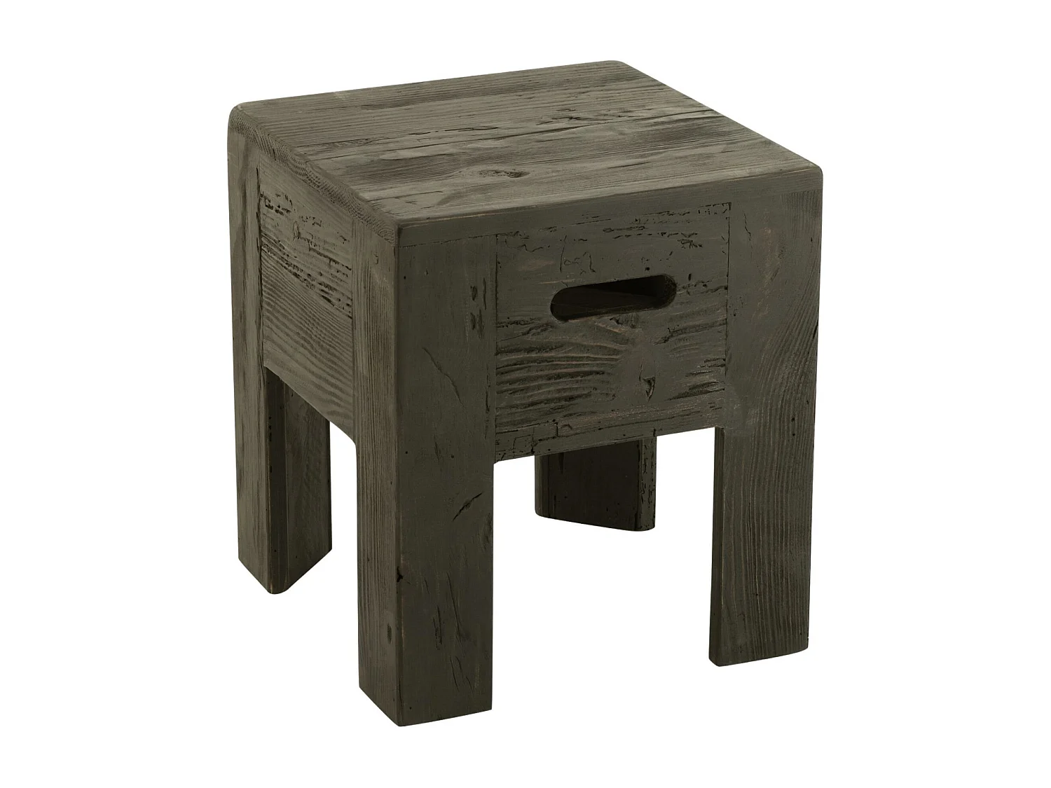 Tabourets en bois massif carrés (lot de 2) - TERRA