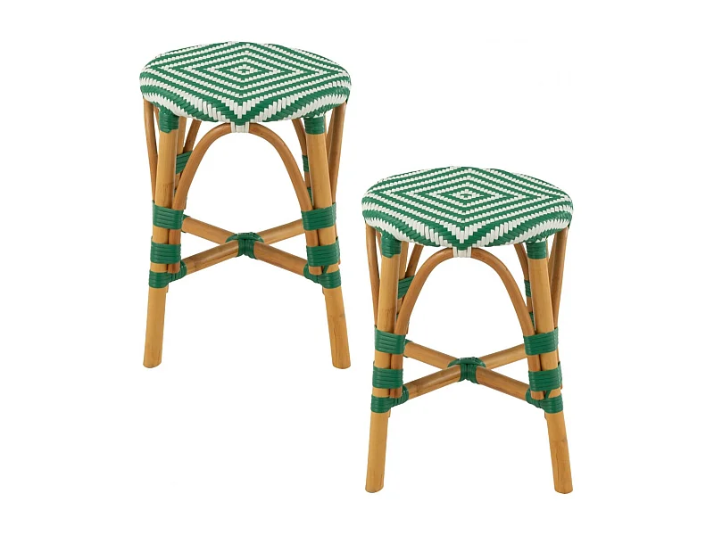 Tabourets parisiens avec assise tressée (lot de 2) - MONTMARTRE