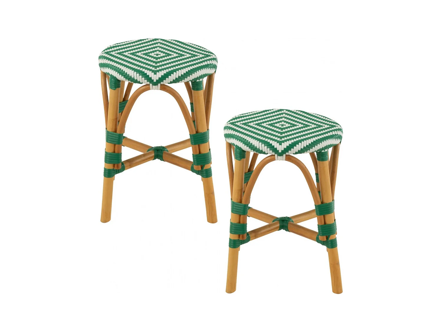 Tabourets parisiens avec assise tressée (lot de 2) - MONTMARTRE