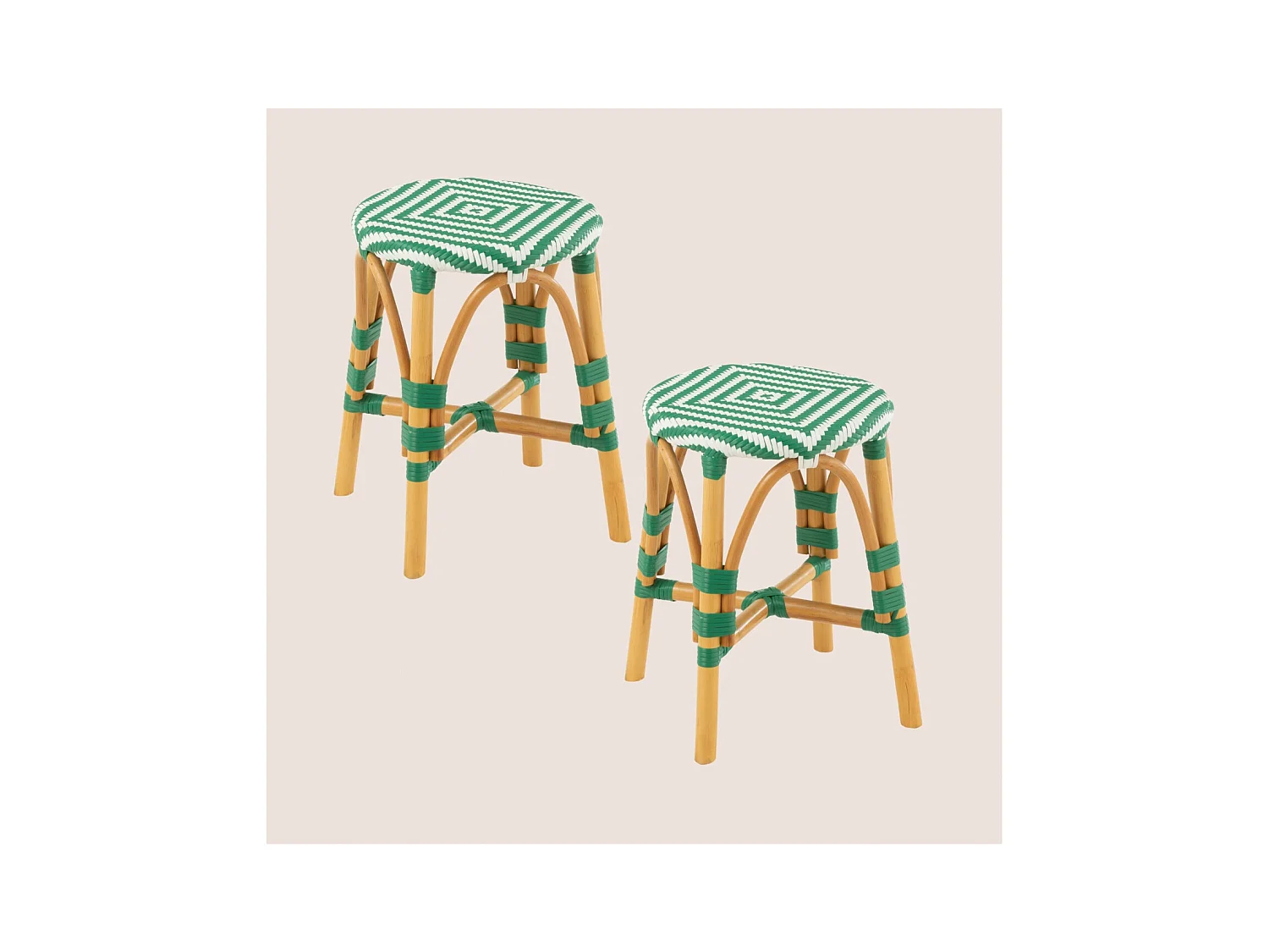 Tabourets parisiens avec assise tressée (lot de 2) - MONTMARTRE