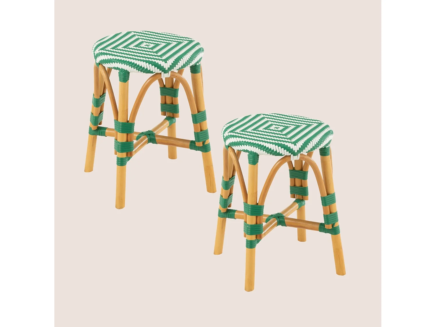 Tabourets parisiens avec assise tressée (lot de 2) - MONTMARTRE