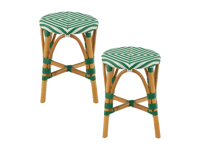 Tabourets parisiens avec assise tressée (lot de 2) - MONTMARTRE