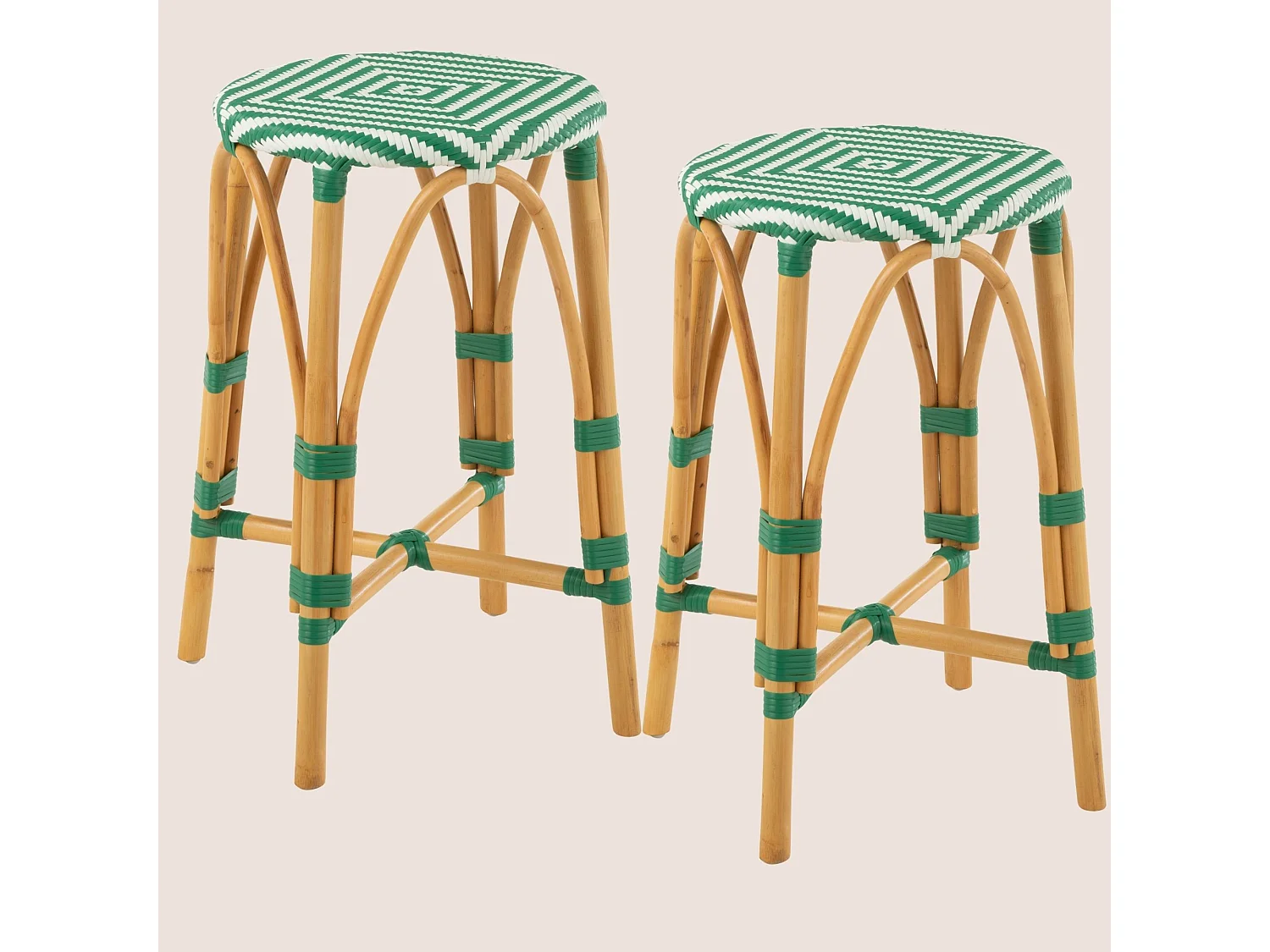 Tabourets de bar parisiens assise tressée (lot de 2) - MONTMARTRE