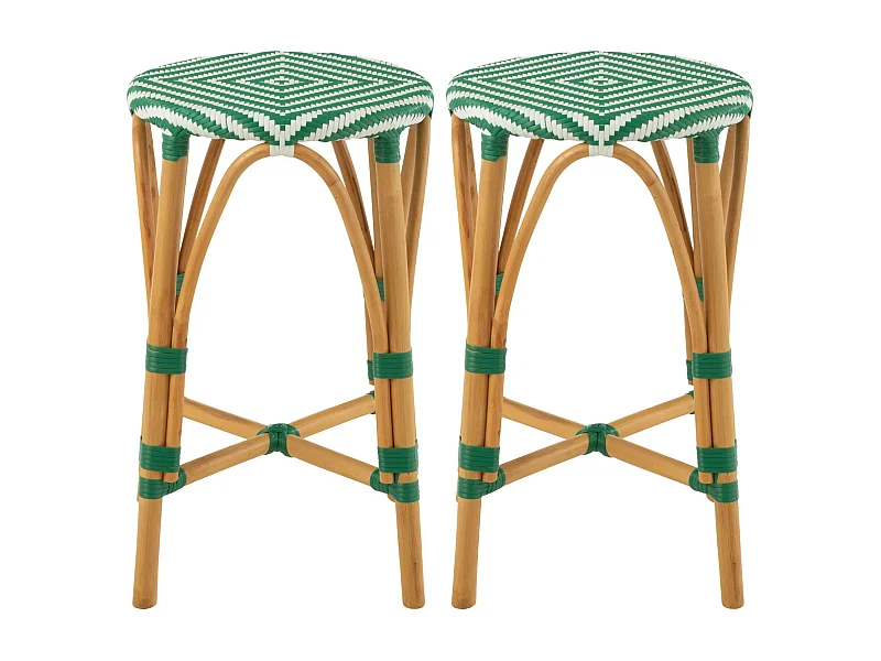 Tabourets de bar parisiens assise tressée (lot de 2) - MONTMARTRE