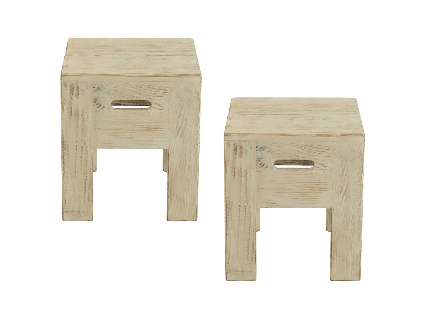 Tabourets en bois massif carrés (lot de 2) - TERRA
