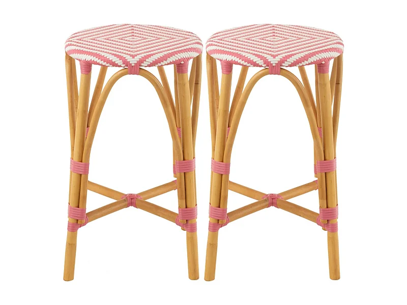 Tabourets de bar parisiens assise tressée (lot de 2) - MONTMARTRE