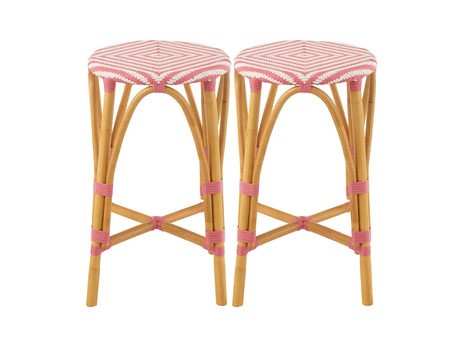 Tabourets de bar parisiens assise tressée (lot de 2) - MONTMARTRE