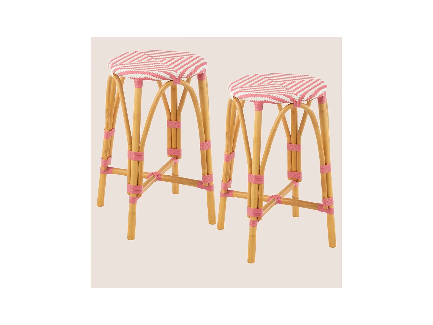 Tabourets de bar parisiens assise tressée (lot de 2) - MONTMARTRE