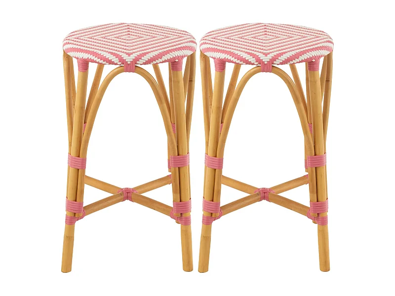 Tabourets de bar parisiens assise tressée (lot de 2) - MONTMARTRE