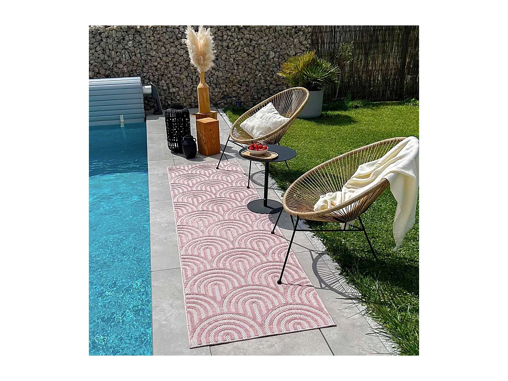 Tapis intérieur extérieur en polypropylène Fira 985 Rose 160 x 120 cm