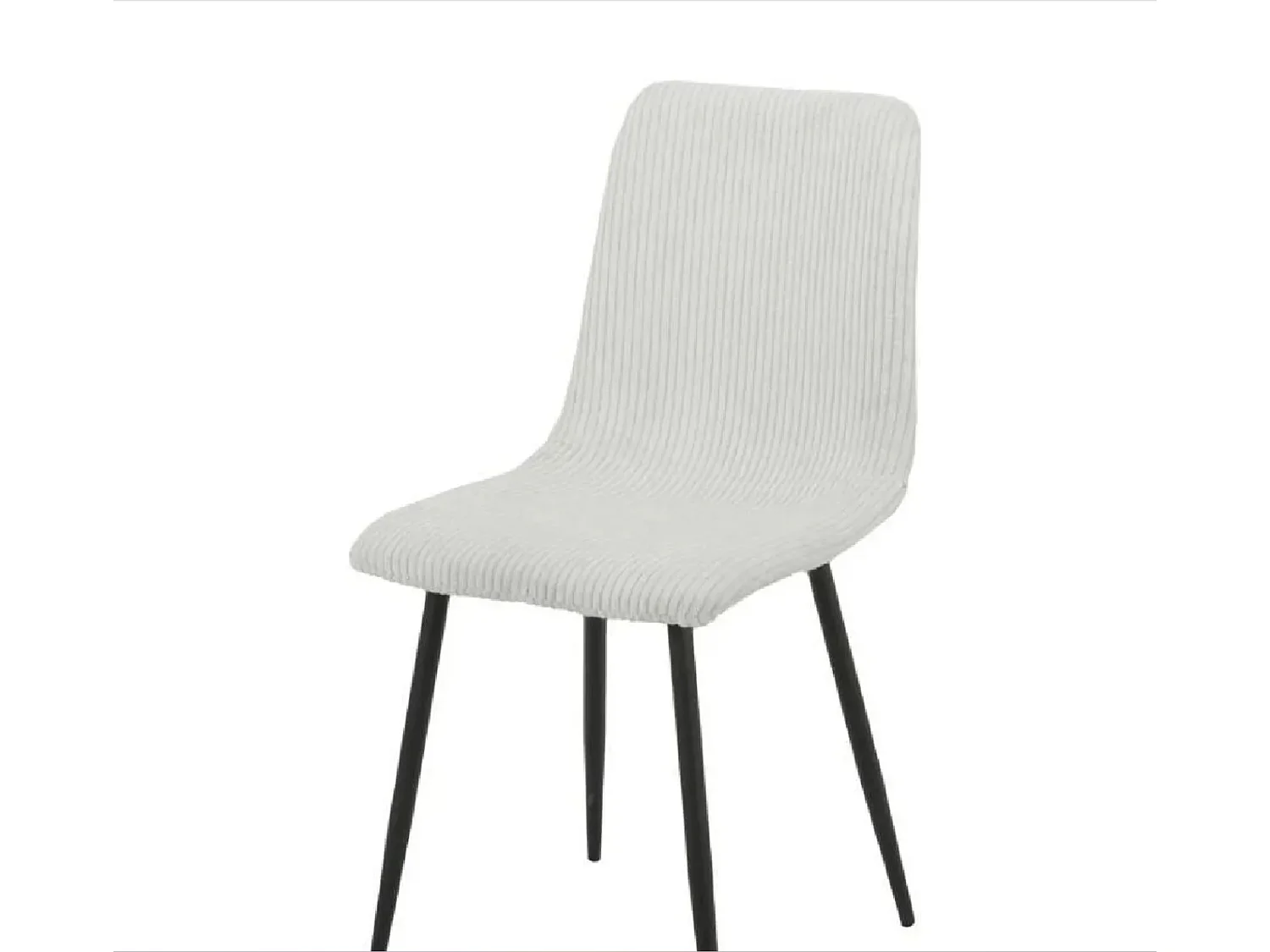 Lot de 4 chaises BOBBY pieds métal noir assise velours côtelé Blanc cassé