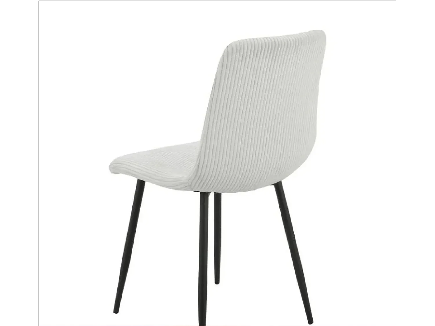 Lot de 4 chaises BOBBY pieds métal noir assise velours côtelé Blanc cassé