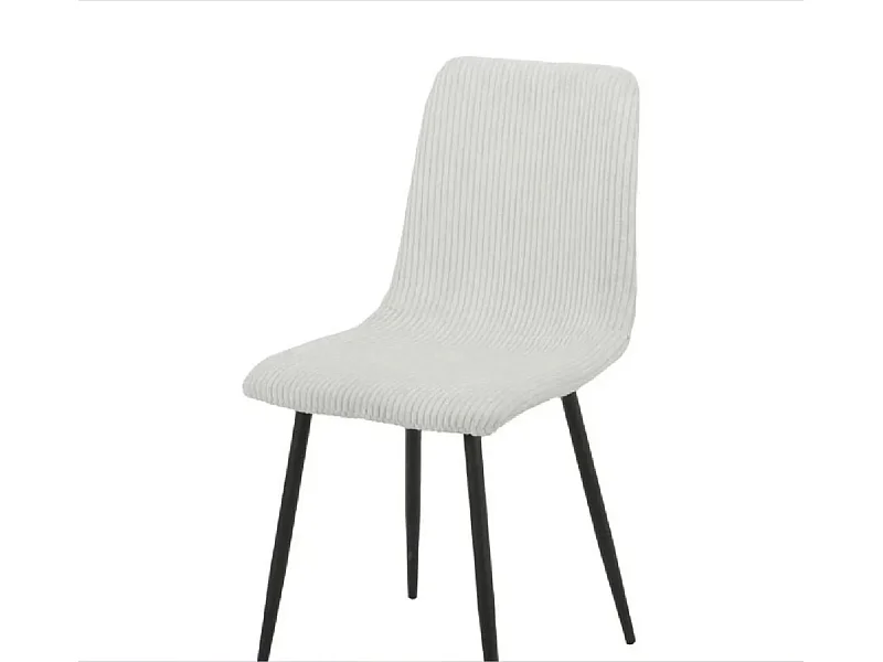 Lot de 4 chaises BOBBY pieds métal noir assise velours côtelé Blanc cassé