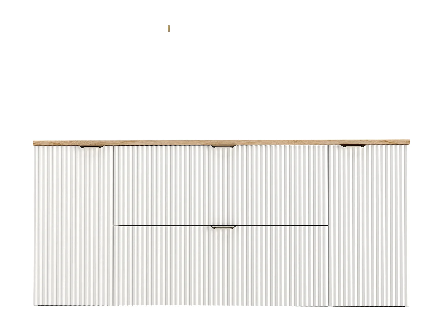 Biały Zestaw do Łazienki 140cm Szafka Blat Orzech Słupek Ryflowane Fronty