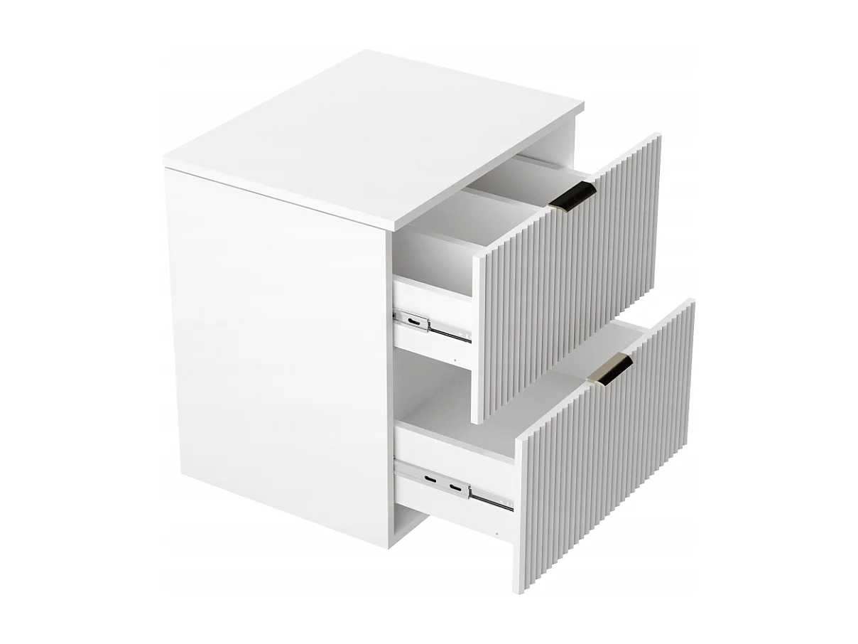 Set da bagno bianco 60 cm Mobile Piano di lavoro Noce Colonna Frontali scanalati