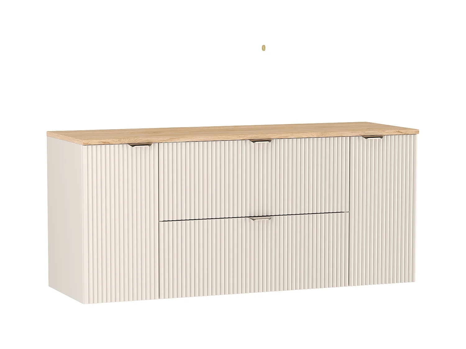 Kaszmirowy Zestaw do Łazienki 140cm Szafka Blat Orzech Słupek Ryflowane Fronty