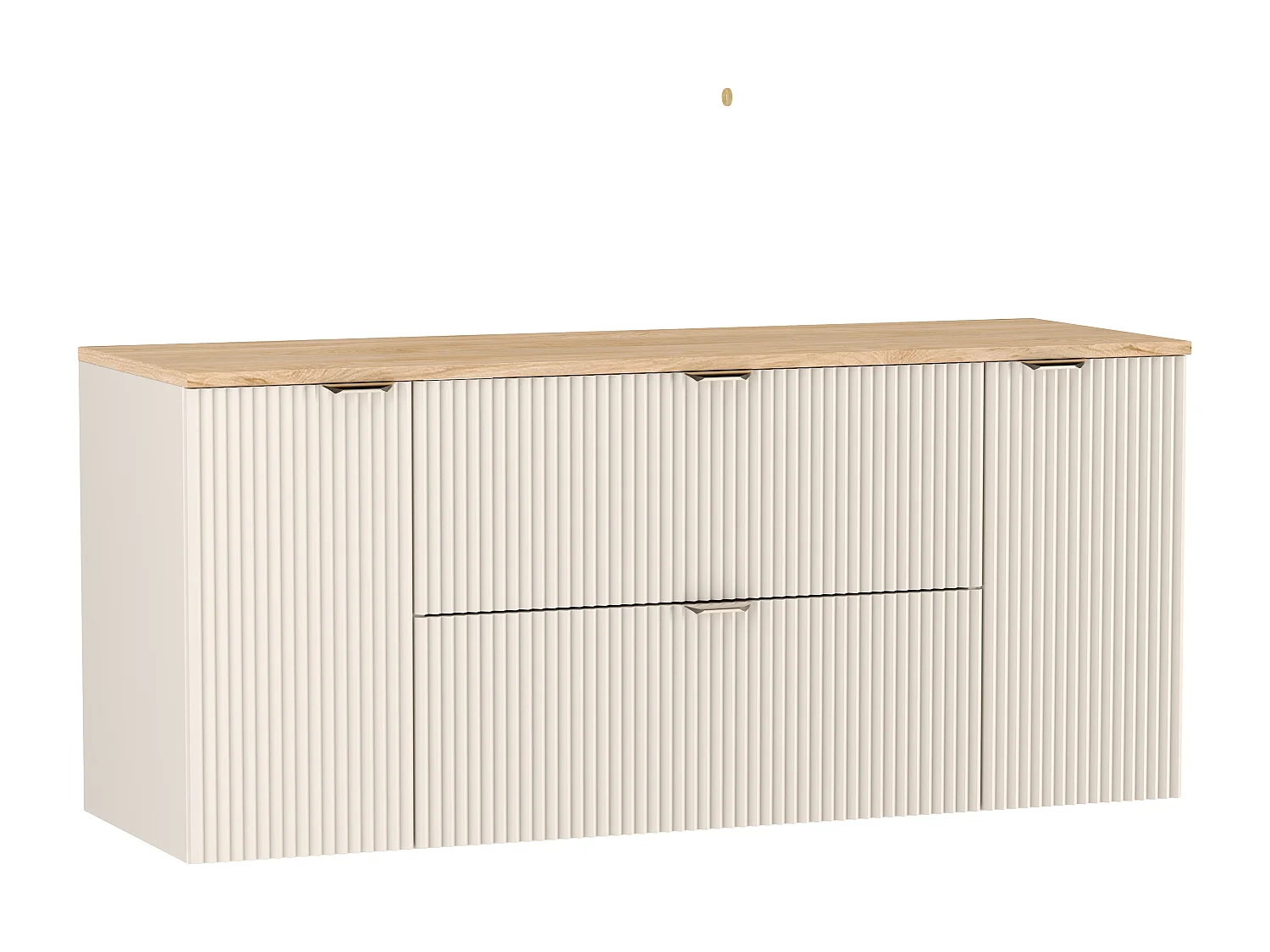 Kaszmirowy Zestaw do Łazienki 140cm Szafka Blat Orzech Słupek Ryflowane Fronty