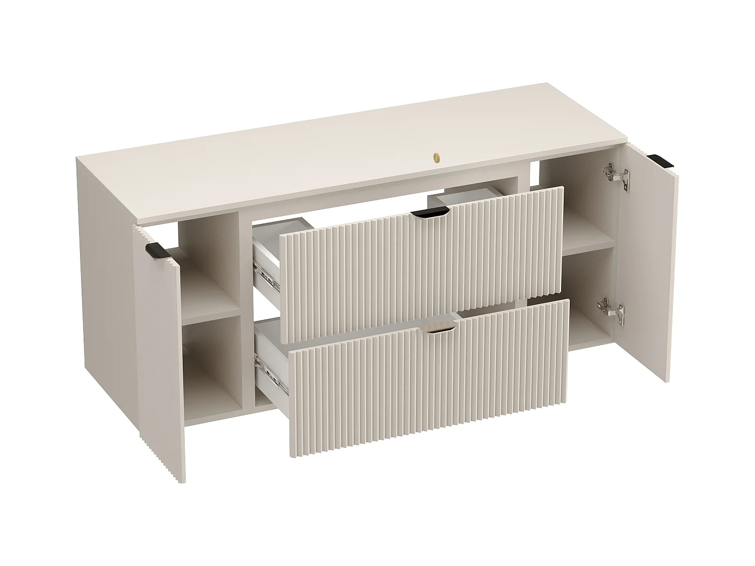 Kaszmirowy Zestaw do Łazienki 140cm Szafka Blat Słupek Ryflowane Fronty