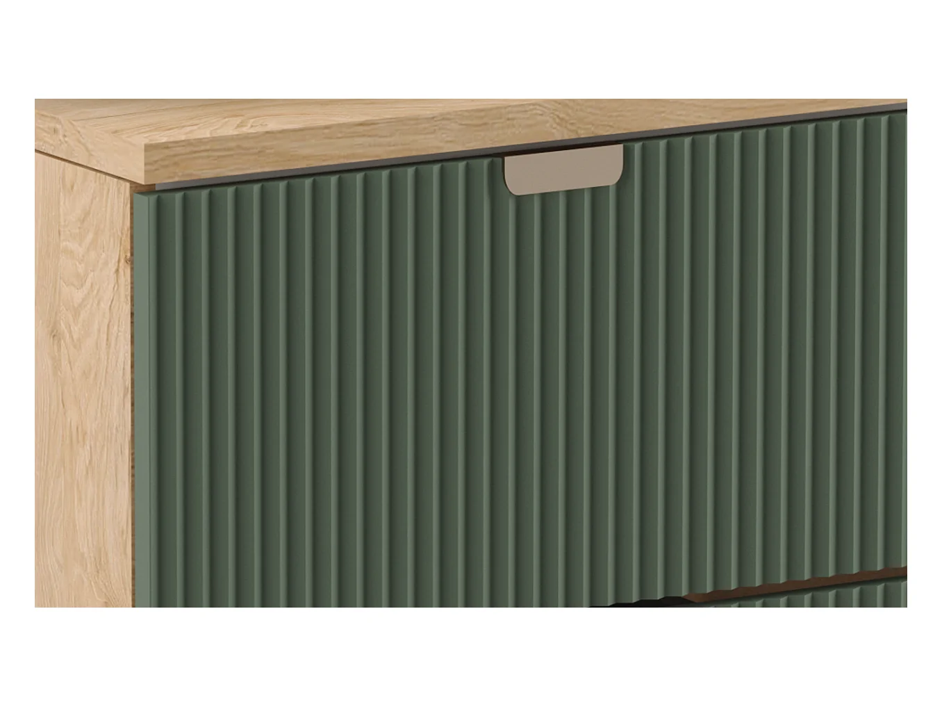 Zestaw Łazienkowy 80cm Szafka Blat Regał Słupek Ryflowane Fronty Zielony / Dąb Orzech