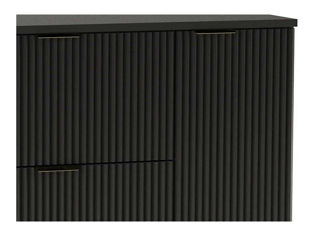 Czarny Zestaw Łazienkowy 120cm Szafka Blat Słupek Ryflowane Fronty