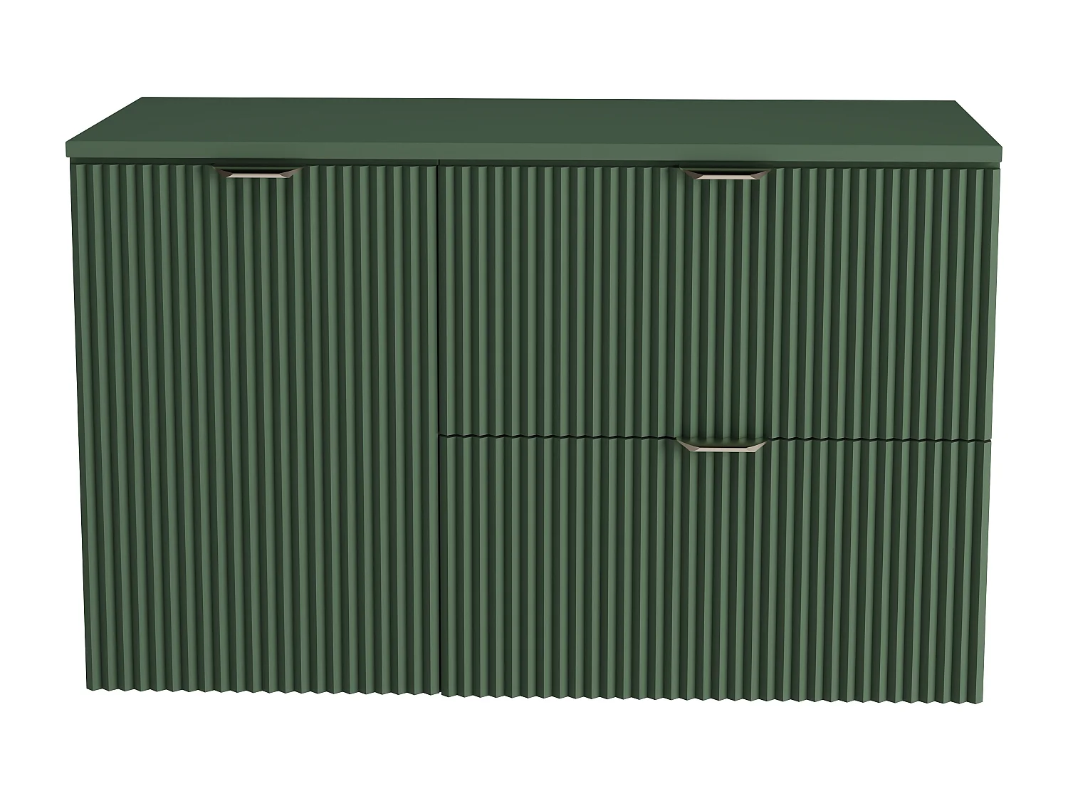 Zielony Zestaw do Łazienki 100cm Szafka Blat Szafka z Koszem Słupek Ryflowane Fronty