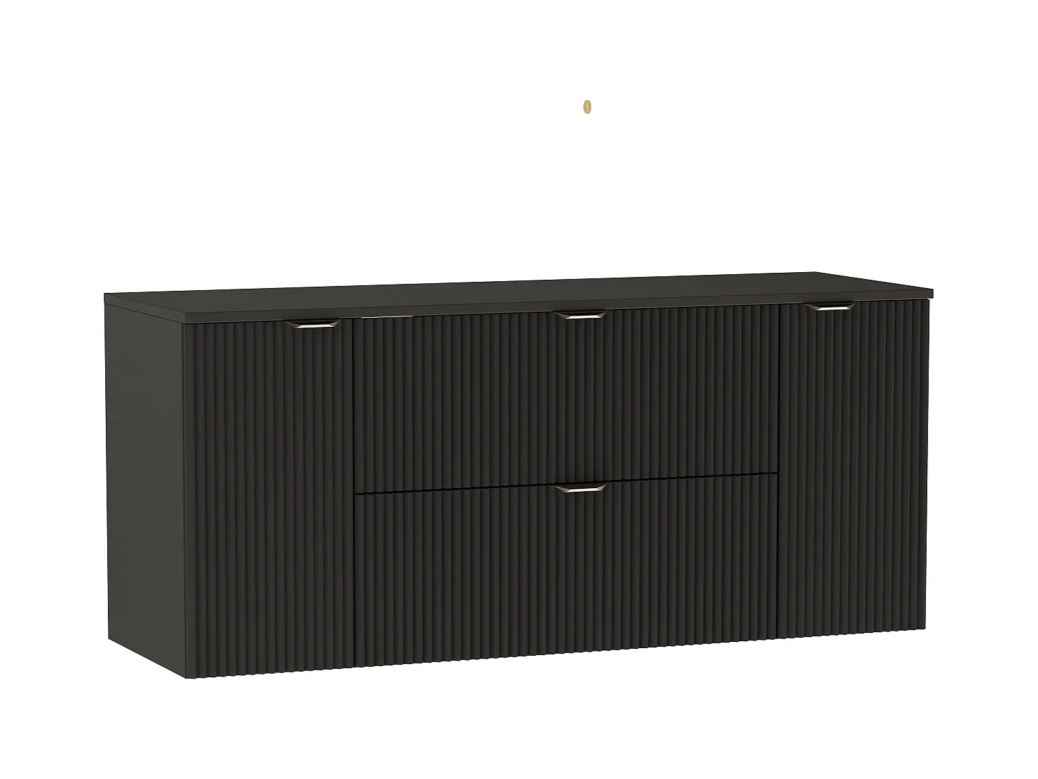 Czarny Zestaw do Łazienki 140cm Szafka Blat Słupek Ryflowane Fronty