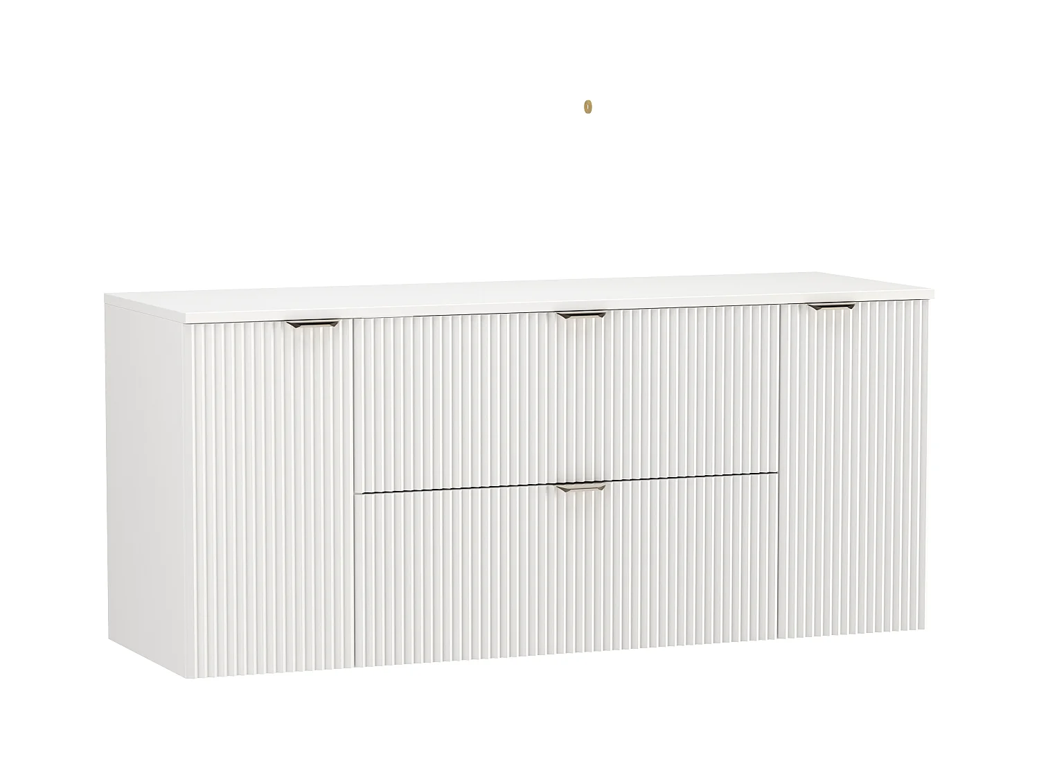 Biały Zestaw do Łazienki 140cm Szafka Blat Słupek Ryflowane Fronty