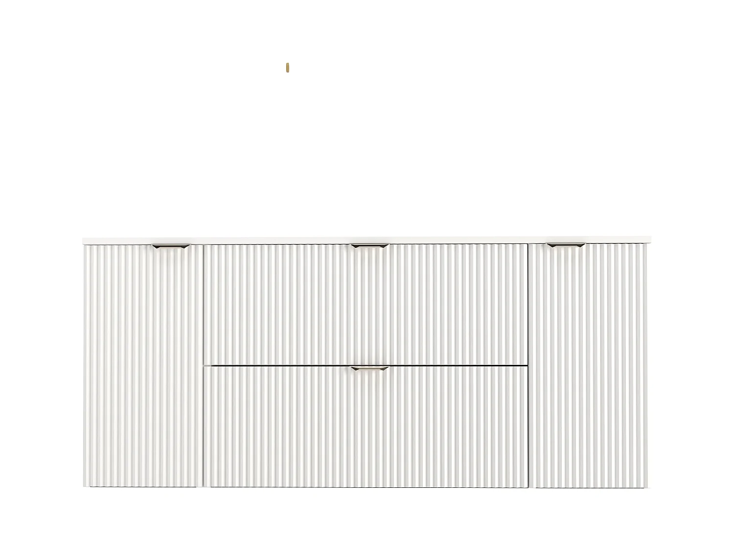 Biały Zestaw do Łazienki 140cm Szafka Blat Słupek Ryflowane Fronty