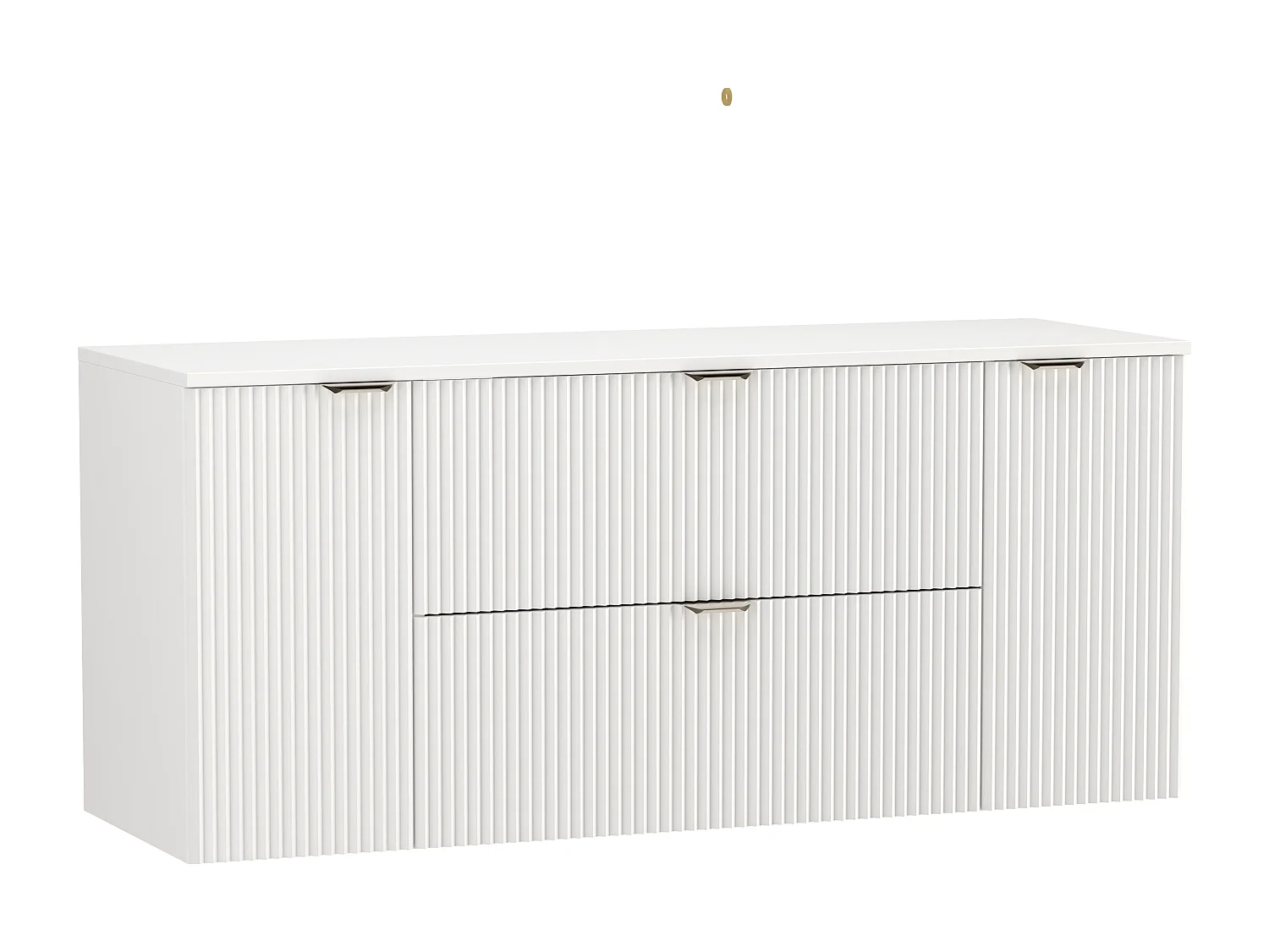 Biały Zestaw do Łazienki 140cm Szafka Blat Słupek Ryflowane Fronty