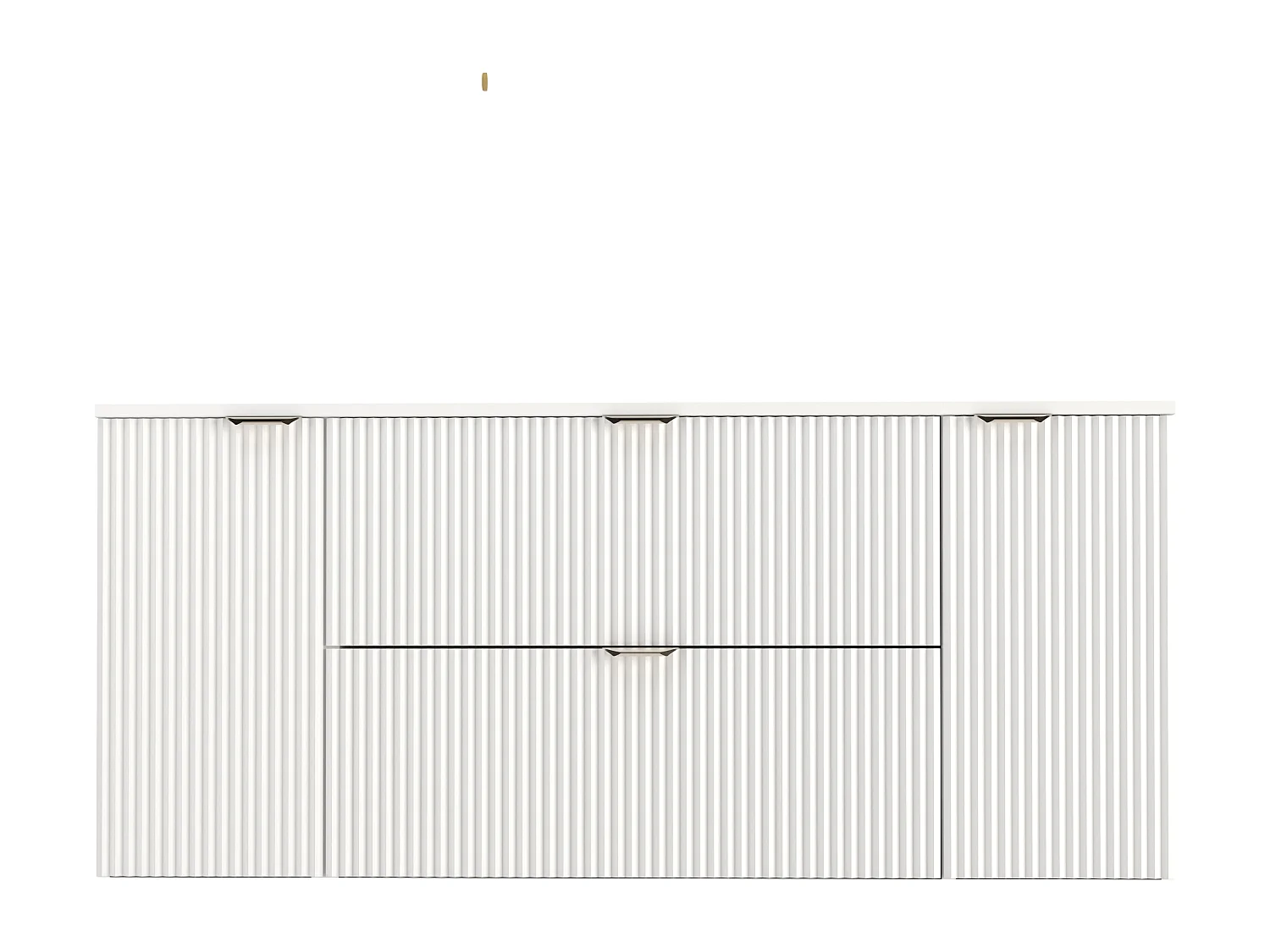 Biały Zestaw do Łazienki 140cm Szafka Blat Słupek Ryflowane Fronty