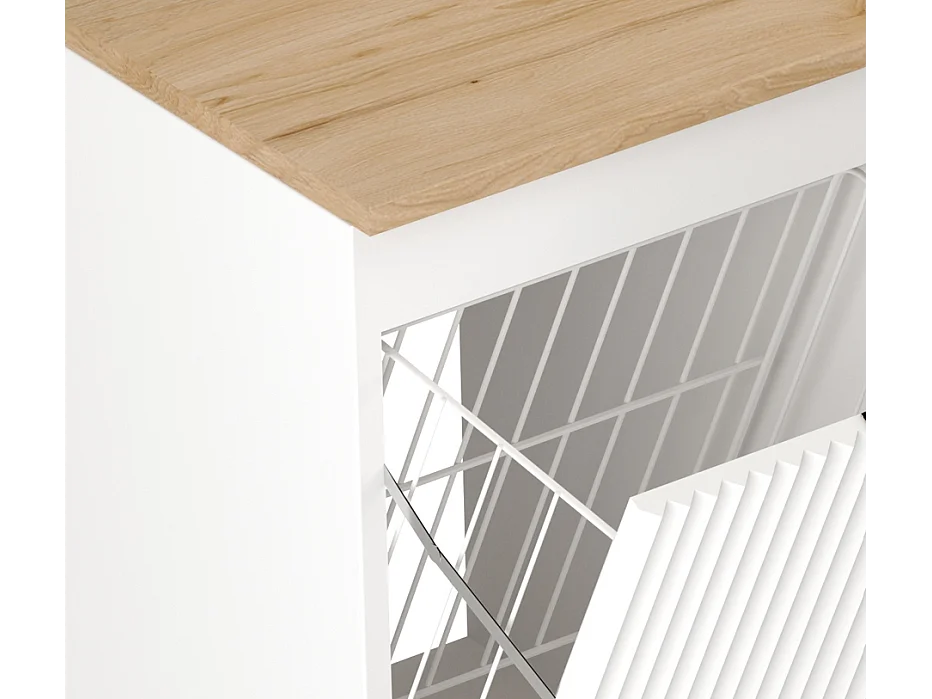 Set da bagno bianco 100 cm Mobile sottolavabo Piano di lavoro Mobile con cestello Colonna Frontali scanalati